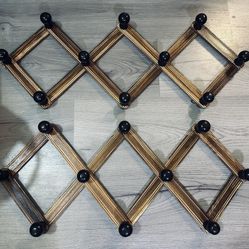 2 Set Wood Expandable Accordion Peg Rack with 10 Hooks And Mounts for Hanging