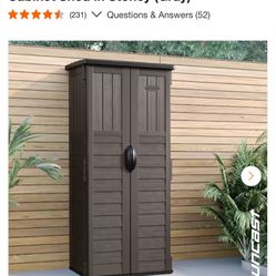 Suncast 2 ft. 8.25 in. W x 2 ft. 1.5 in D x 6 ft. H Plastic Resin Outdoor Storage Cabinet Shed in Stoney (Gray)