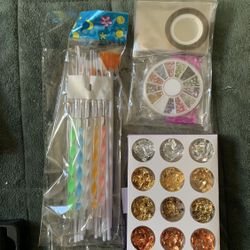 Nail Art Brushes And Gems 