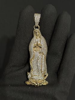 14K Gold filled Diamond Virgin Mary Pendant