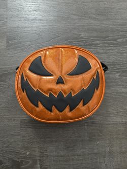 Double Sided Love Pain & Stitches Leather Pumpkin Bag.