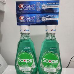 $10 for all. Crest Toothpaste 5.1 oz and Mouthwash 1L. HABLO ESPAÑOL.