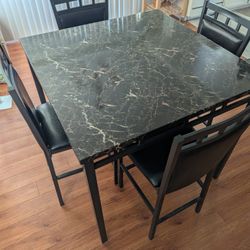 Modern Faux Marble Dining Set – Includes Table + 4 Chairs!