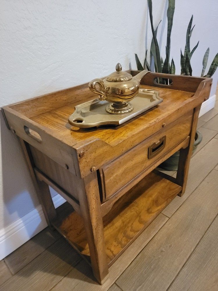 Boho MCM Chinoisserie Style Side Table End Table Or Small BAR Table