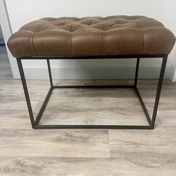 Brown Faux Leather Ottoman