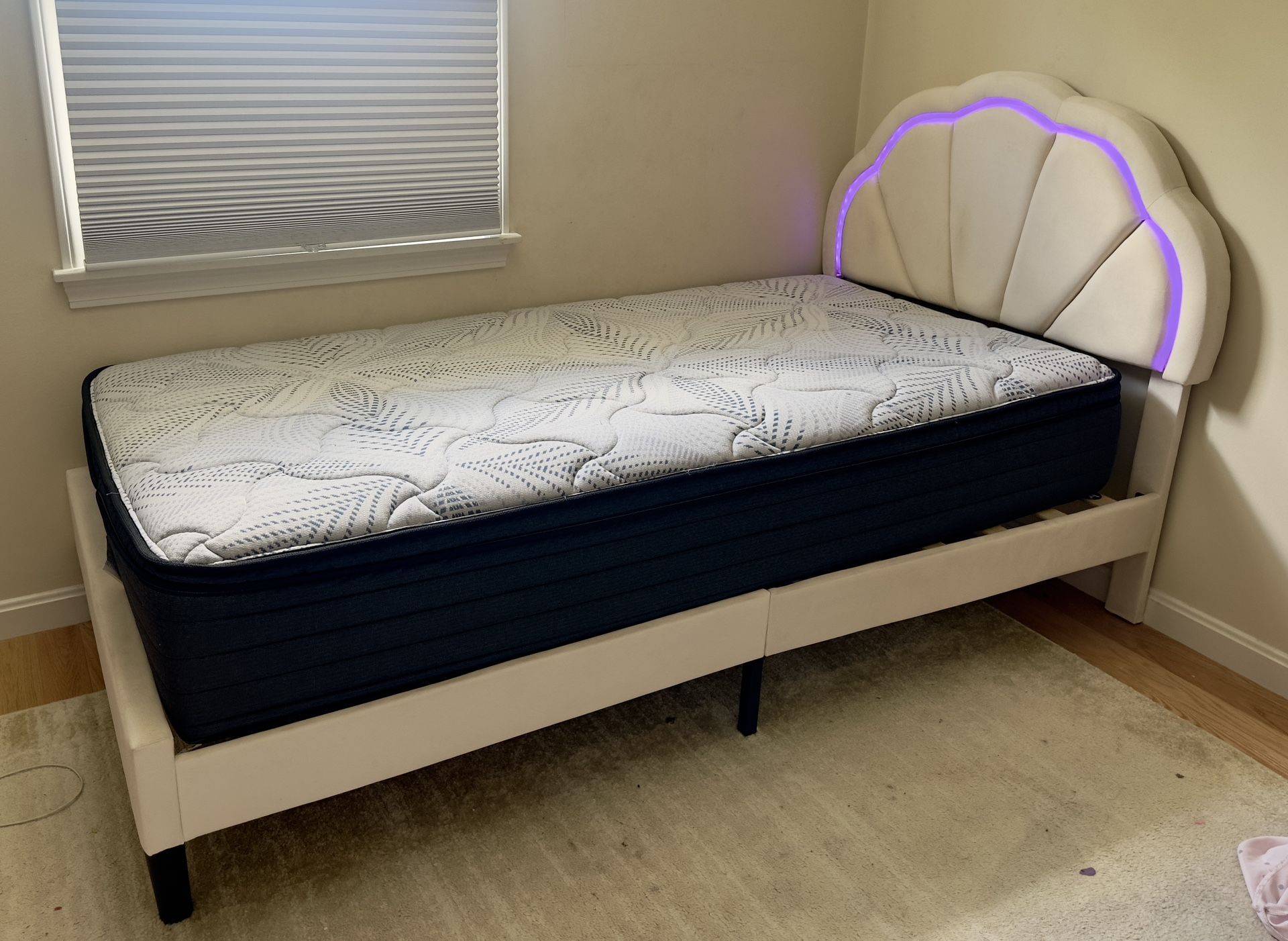 Twin Bed with LED Headboard and Remote Control