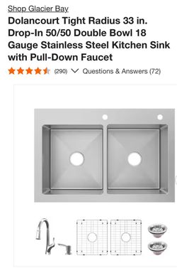 Glacier Bay Dolancourt 33 in. Double Bowl Stainless Steel Kitchen Sink