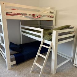 Wooden White Triple Bunk Bed