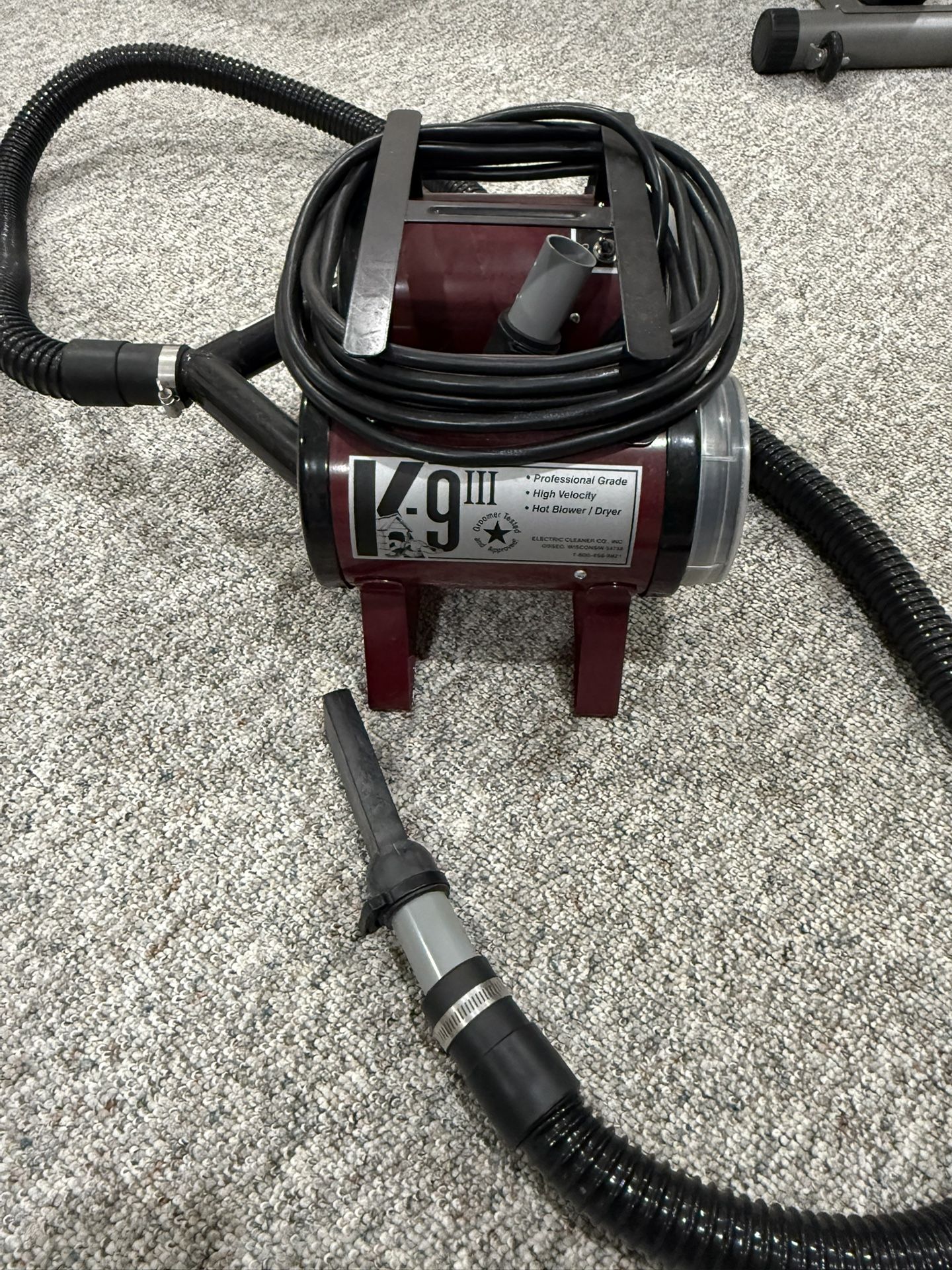 K9-III Dryer Burgundy Electric Cleaner Company Pro Dog Grooming