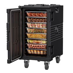 127QT Catering Food Warmers with Swivel Casters, 304 Stainless Steel Door Shaft, Nylon Latch, Insulated Food Carrier for 8 Full-Size Pans (NOT Include