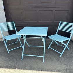 Folding Patio Bistro Table and Chairs Set