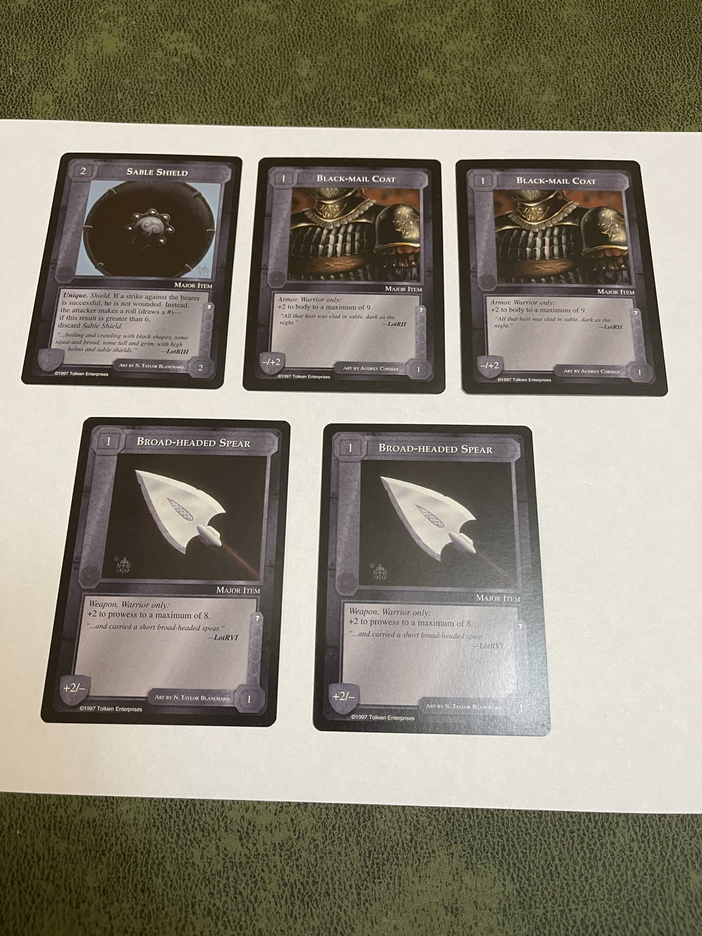 Lot of 5 LOTR Middle Earth CCG Major Item Cards