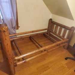 Twin Amish Made Bed Pine Wood. 