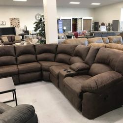 2 Piece Brown Reclining Sectional /Brand New