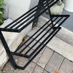 Modern Black wall hanging shelf towel rack 24L 15H 8D