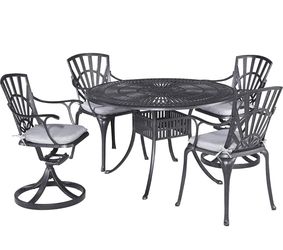 Homestyles 5 Piece Outdoor Dining Set, 48" Table, Charcoal 