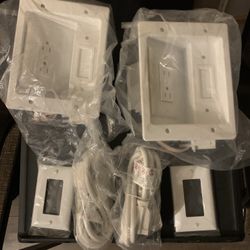 1-Pair Of Wall Consealer Kit With Power And Cable Management Box Hide Cables For Flat Panel Tv’s 