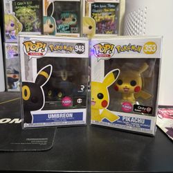 Funko Flocked Pre release Umbreon And flocked pikachu