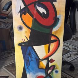 Abstract composition in red and blue. 15x39