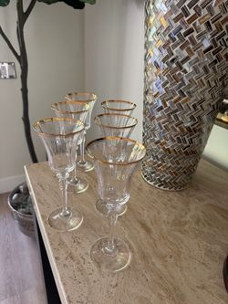 Vintage Gold Rim Crystal Glasses