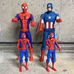 Spider-Man Captain America, 20 Inches Tall And Two  12 Inch Spider-Man