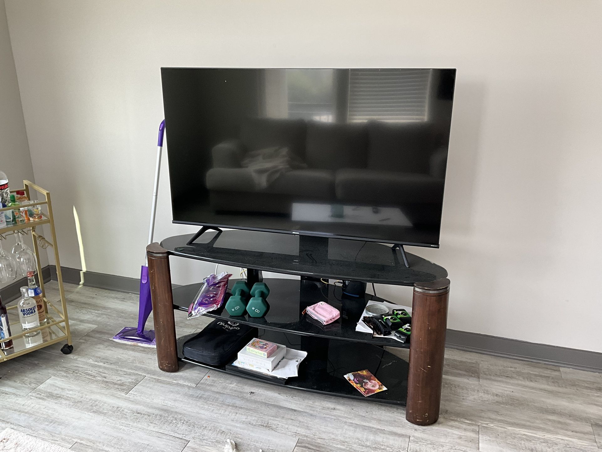 Glass & Wood Tv And Media Stand