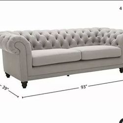 Stone And Beam Bradbury Chesterfield Classic Sofa Slate Color 92.9W