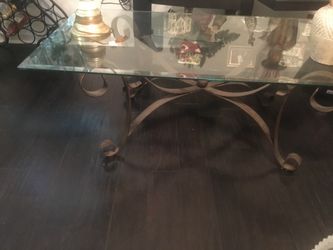 Glass Top Coffee Table with wrought Iron Base