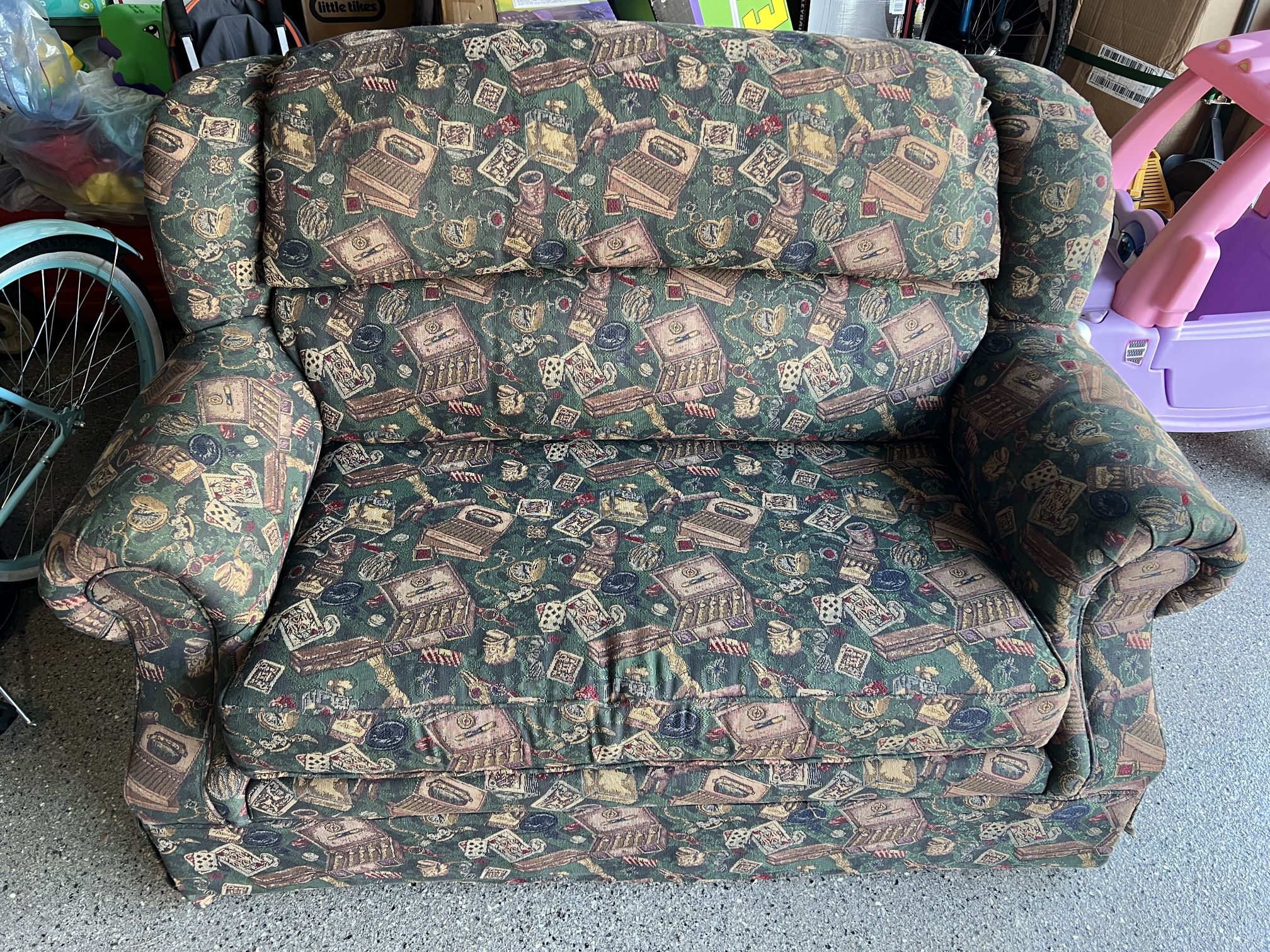 Sleeper Loveseat With Gray Cover