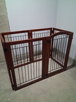 Freestanding Wood and Wire Pet Gate Playpen