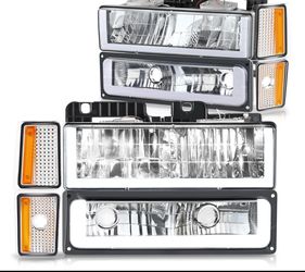 88-98 Chevy Silverado Tahoe Full LED Strip Headlights Parking Lights Corner Lights
