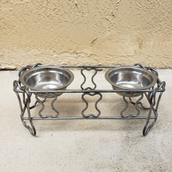 Dog Pet Water And Food Bowls With Stand