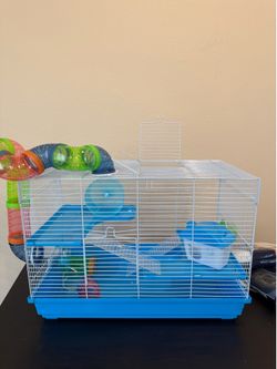 Blue hamster cage
