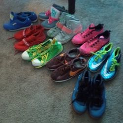 9 Pair Of Shoes “LOT" Nike Air Jordan Spike Lee Forty Blue,Black,White