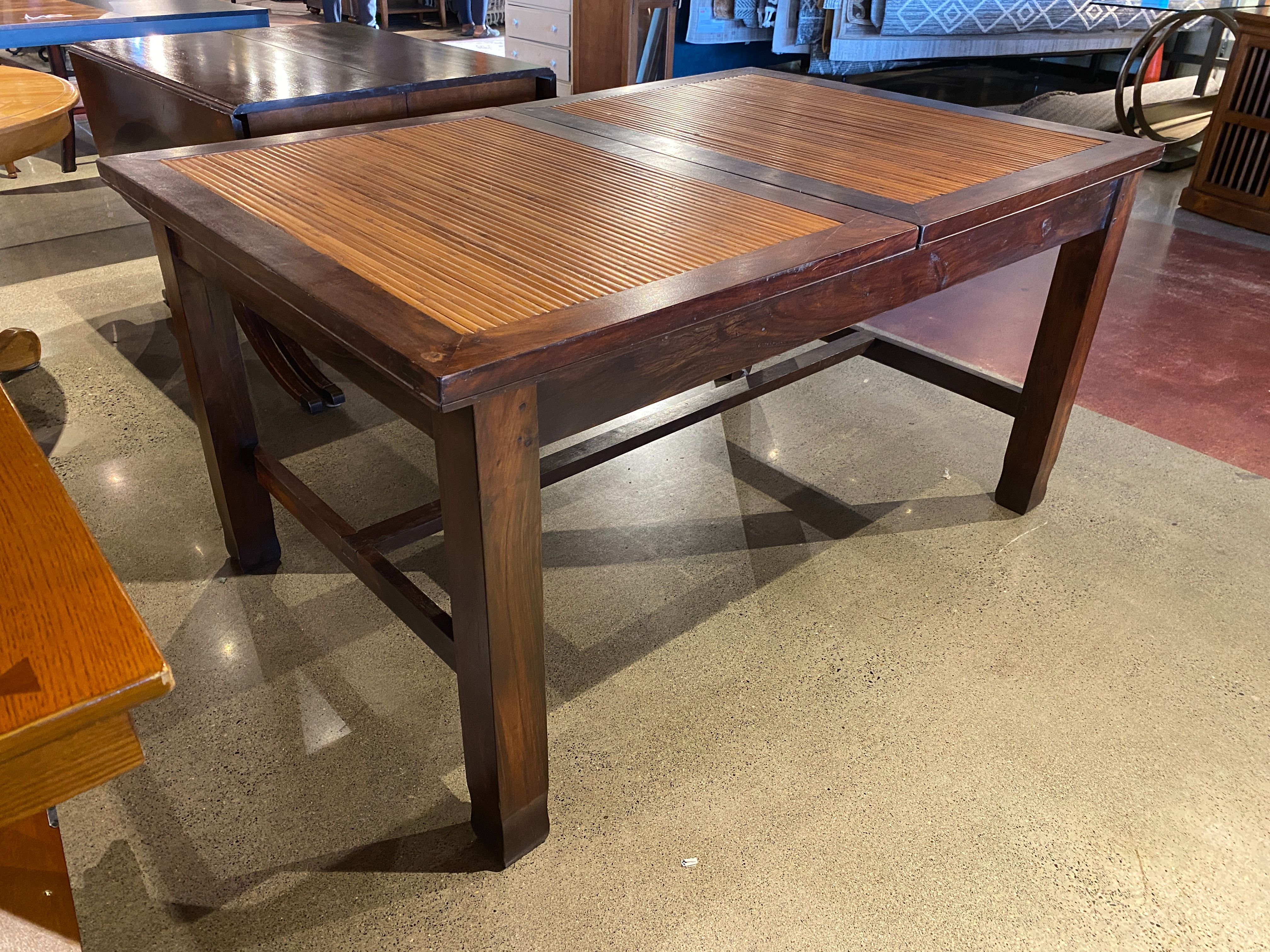 Bamboo Slat-Panel Expanding Dining Table