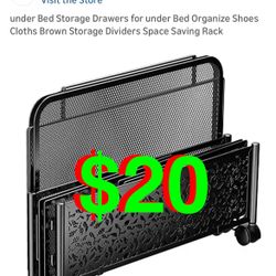 under Bed Storage Drawers with casters for under Bed Organize Shoes Cloths Black Storage Dividers Space Saving Rack. 24”L x 16”W x 6”H.