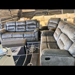 NEW 3 PIECE RECLINER SOFA & LOVESEAT & CHAIR 