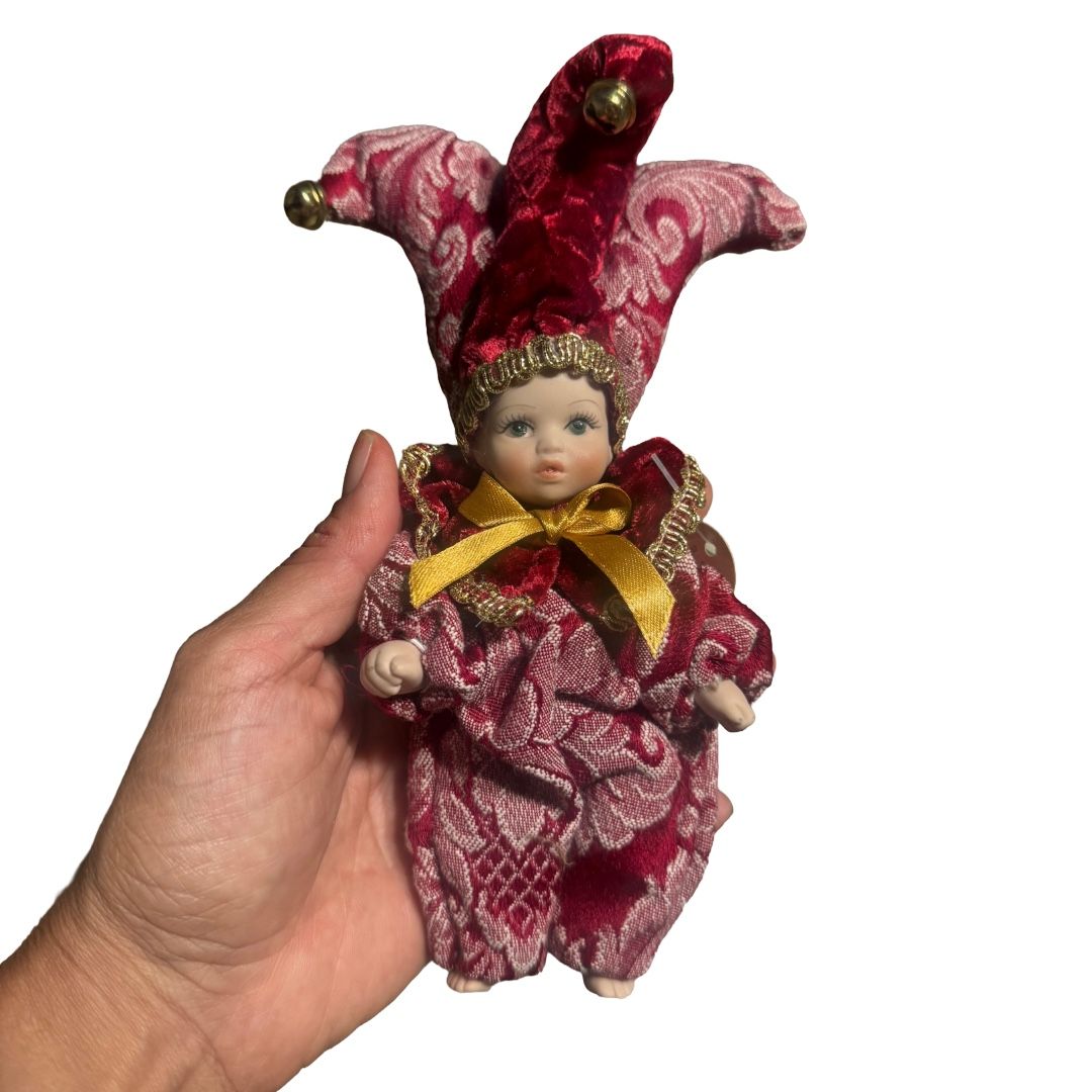 8" Vintage Fanny Bambole Di Pregio Jester Doll