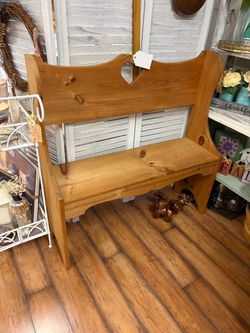 Vintage Wooden Bench w/ Carved out Heart