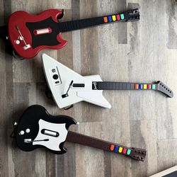 Guitar Hero / Rock Band Guitar Controller Bundle 3 Guitars Untested