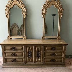 Hollywood Regency Amazing Set Dresser And Hutch AND two Nightstands AND a Queen Headboard 