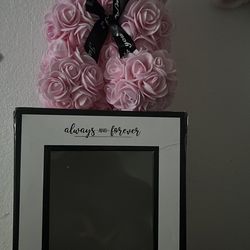 Pink flower teddy bear decor