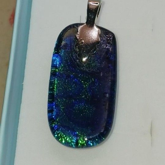 Blue Glass Pendant, 1 1/2 inches