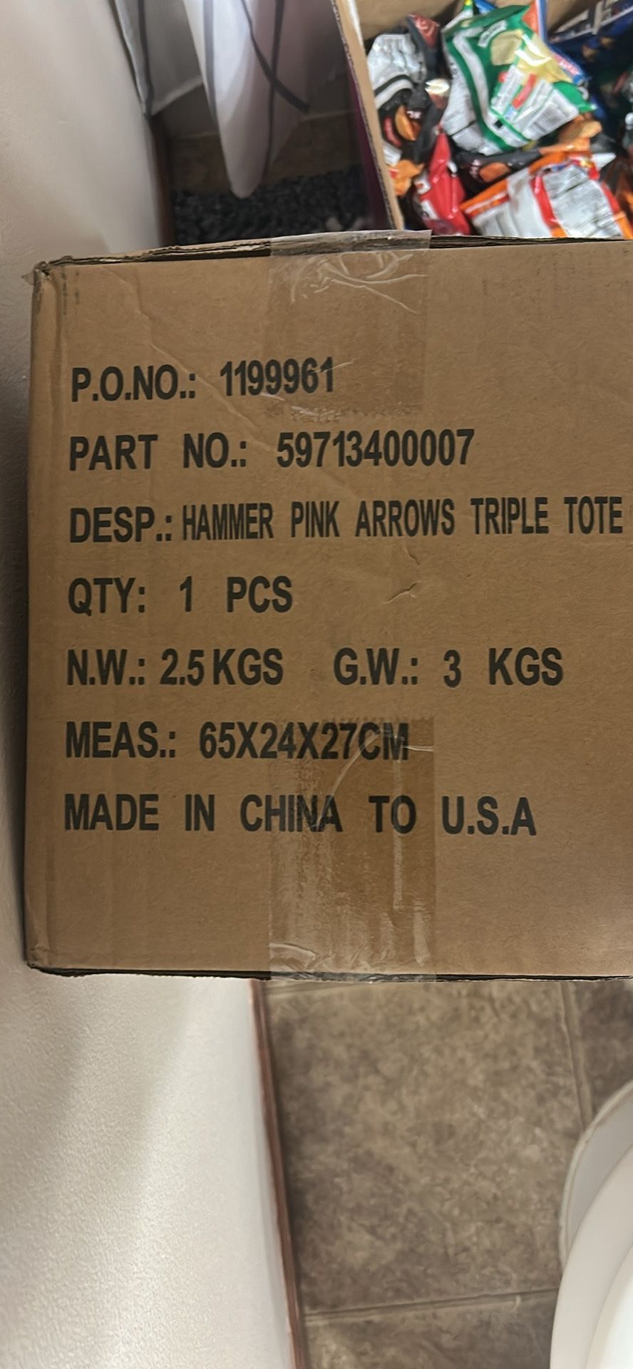 Hammer 3 Ball Pink Arrows Triple Tote