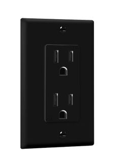 Enerlites Receptacle Outlet with Wall Plate - Black (2)