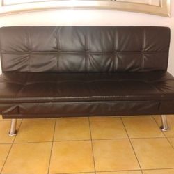 Black Leather Couch Turns Into Bed 