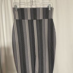 White & Blue Pinstripe Skirt
