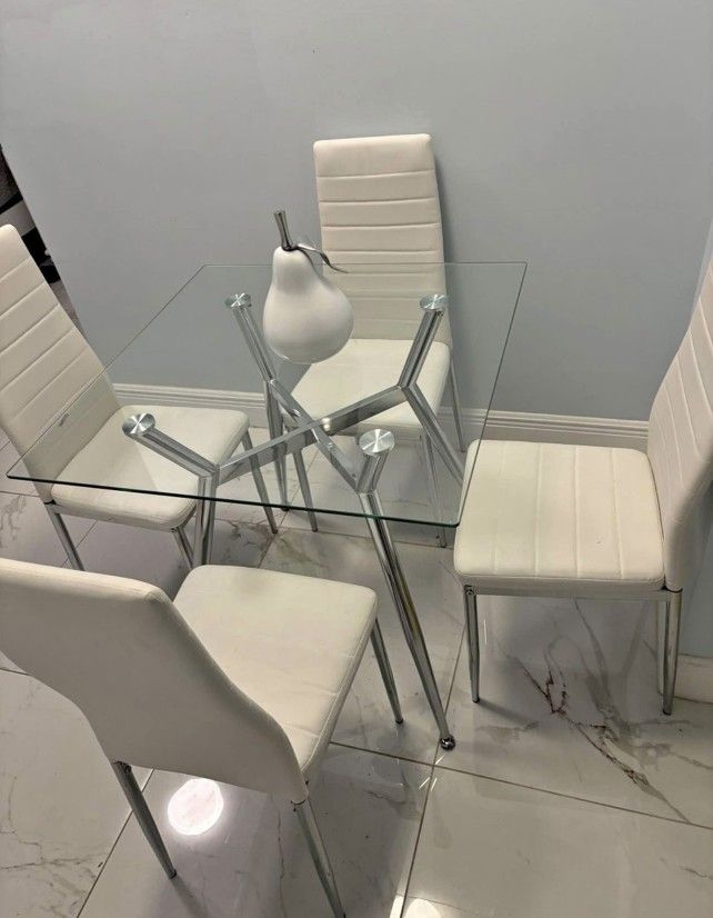 Juegi De Comedor Blanco, Glass Dining Set