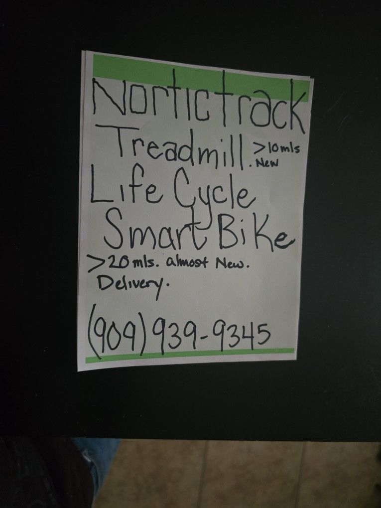 Life Cycle Smart Bike. And Nortic Treadmill