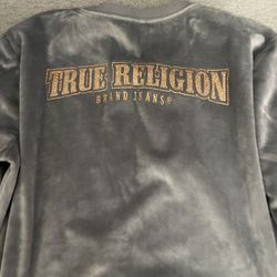 True Religion Griffin Glitter Velvet Pullover Sweatshirt size Medium